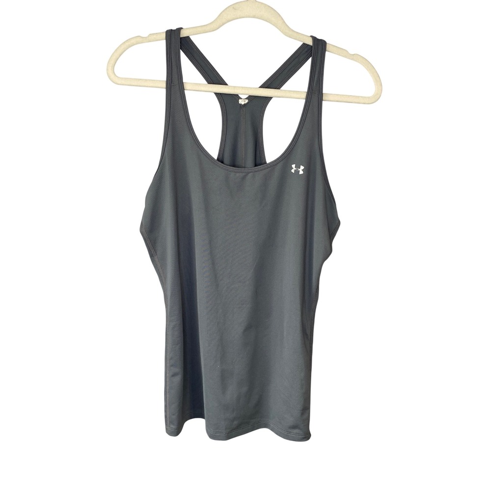 Under Armour Womens Racerback Tank Top Charcoal Gray Micro-Mesh Athletic Gym XL